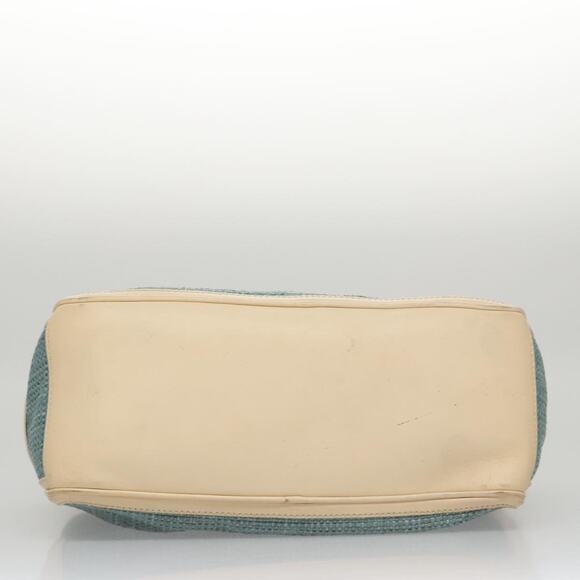 CELINE Hand Bag Straw Leather Blue Cream Gold - Picture 9 of 13